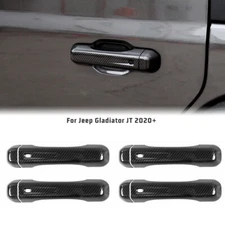 Carbon Fiber Door Handle Cover Trim Bezels For Jeep Gladiator JT 2018+ Exterior