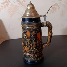 Rare Gerz (Germany) Pub Scene Lidded Beer Stein