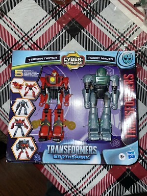 Transformers Toys EarthSpark Cyber-Combiner Terran Twitch and Robby Malto