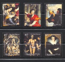 R4144   Maldives  2000   art paintings Prado,  Van Dyke & Rubens   6v.   MNH