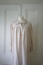 vintage night gown long dress floral ditsy white pink (freesize)