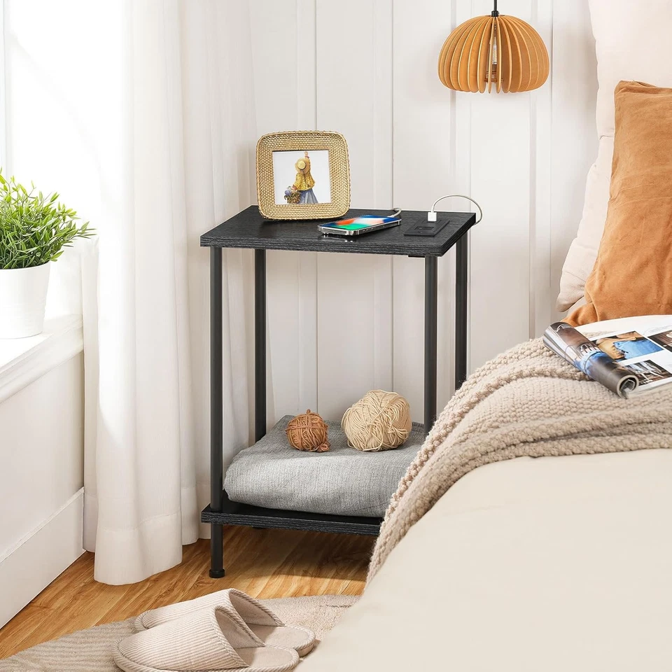 Side Table with Charging Station, End Tables with USB Ports and Outlets, Nightst - Image 4 of 4