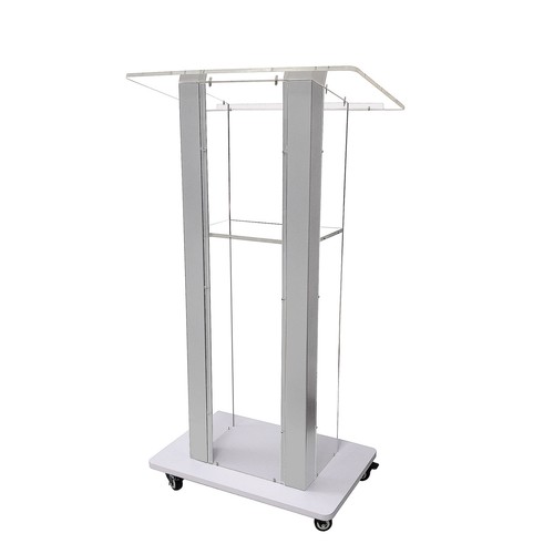 Returned Item Clear Acrylic Plexiglass Podium Metal Corners Church Pulpit