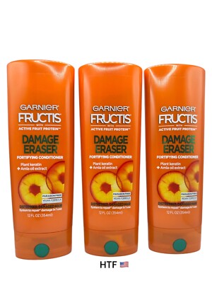3 Garnier Fructis Damage Eraser Conditioner, Distressed, Damaged Hair, 12 fl Oz