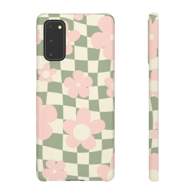 Groovy Pink and Green iPhone, Android, Google Pixel Snap Cases Matte and Glossy