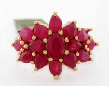 GENUINE 3.60 Cts RUBY RING .925 STERLING SILVER Yellow Tone - New With Tag