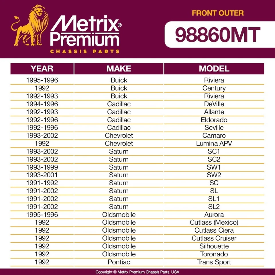 Front Outer Tie Rod Ends Set For Buick Riviera Cadillac DeVille Chevrolet Camaro - Image 2 of 4