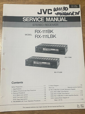 JVC RX-111BK RX-111LBK Stereo Receiver Service Repair Manual