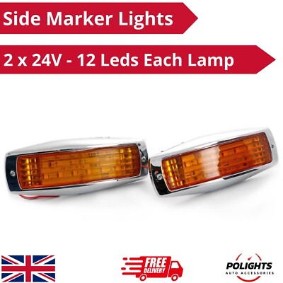 LED Seitenmarkierungsleuchten Blinker verchromt 2x24V Anhänger Camion Tip-LKW