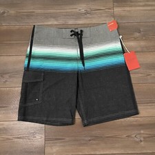 Mossimo Swim Trunks Mens 38 Blue Gray Stripe Board Shorts Polyester Blend Surf