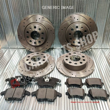 TO FIT VW GOLF R MK7 2013> FRONT & REAR DRILLED GROOVED DISCS AND PADS SETS