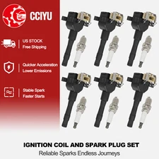 CCIYU 6 Ignition Coil + 6 Spark Plug For 1992-1995 BMW 325i 325is 525i 2.5L L6