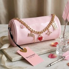 NWT Juicy Couture Valentine  s Pink Patent Barrel Bag - V-Chain Charms Exclusive