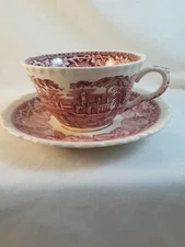 Vintage Vista Red Cup & Saucer. Mason's England (1890-2000)