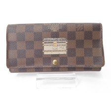 LOUIS VUITTON Damier Ebene Printed Portefeuille Sarah Long Wallet S#51869