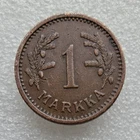 Finland 1 Markka 1943 WWII Copper Coin Lion S8