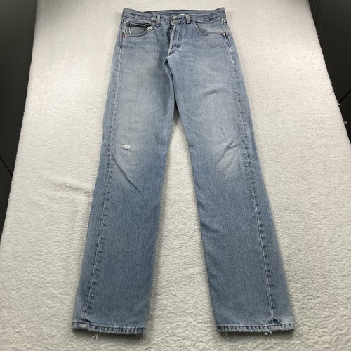 Jeans vintage Levi’s 501 uomo 31x36 blu chiaro invecchiato Boro Sashiko biker Y2K - Foto 4 di 20
