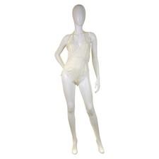 1970s Vintage Ivory Lace Teddy Bodysuit  Romantic Floral Lace Romper Lingerie