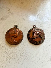 Vintage Antique Copper Rooster Fish Jello Cake Mold Wall Hanger Hook TINY  2 in!