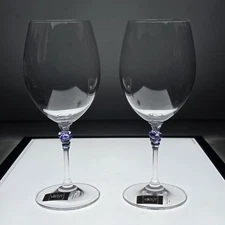 2 Mikasa Chablis Wine Glasses Party-for-Two Austria Lead Crystal w/Purple Grapes