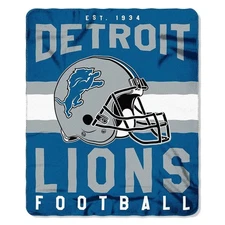 Detroit Lions Singular Design 50x60 Rolled Fleece Blanket  -Big SALE!!