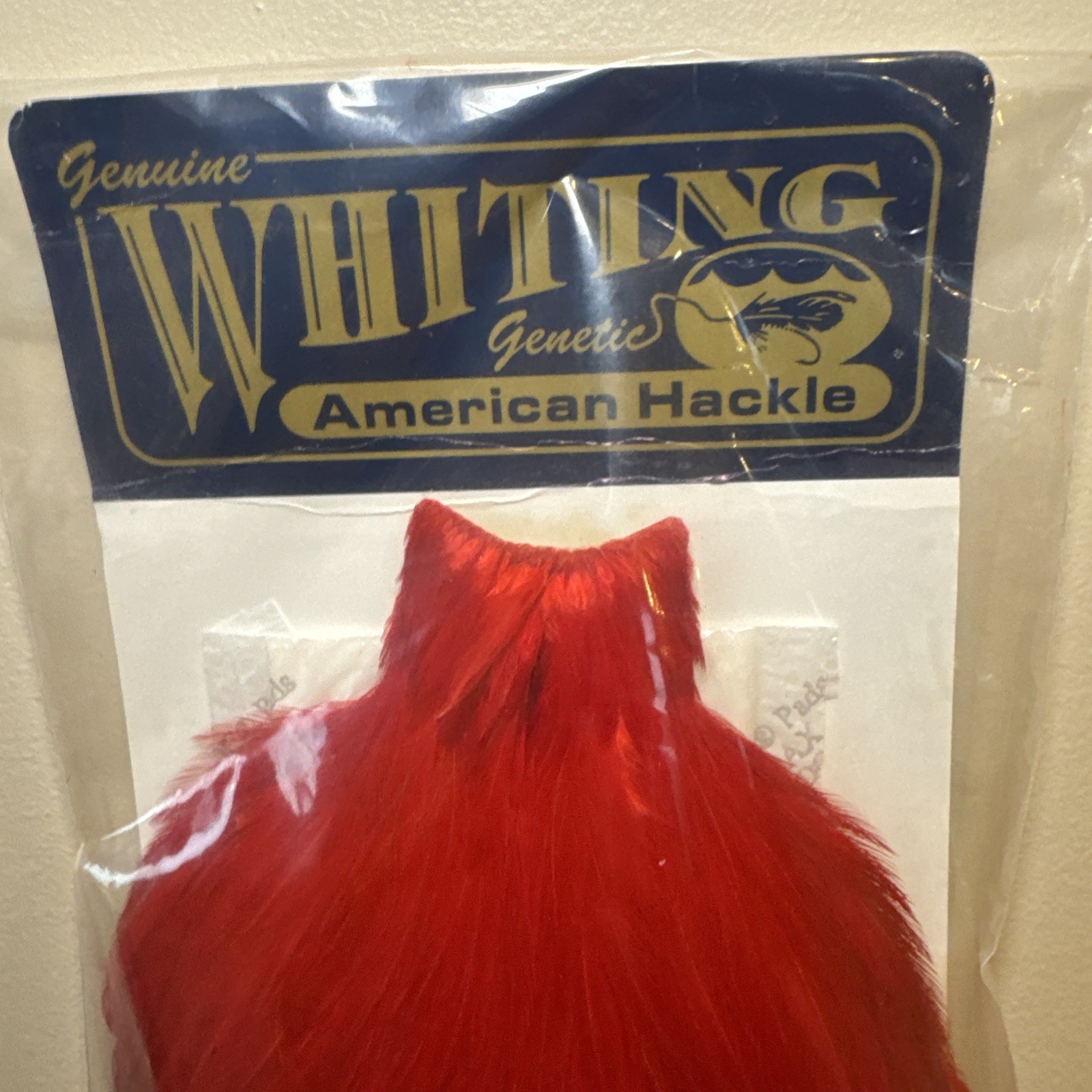 Whiting Hackle American Rooster Whole Cape White dyed Red Feathers  NEW