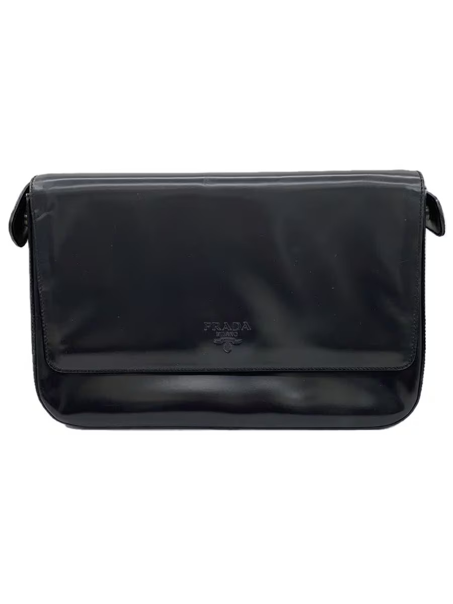 RARE PRADA Enameled Black Shoulder Bag