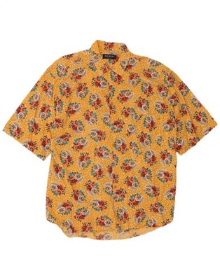 MANUEL RITZ PIPO Mens Shirt Size 42 16 1/2 Large Yellow Floral GJ06