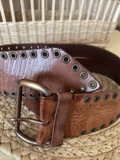 Vintage Brown Leather Belt 44  Long