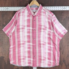 Tommy Bahama Who Got Ikat SILK Blend Red Pink Plaid C Shirt Men  s 2XL XXL
