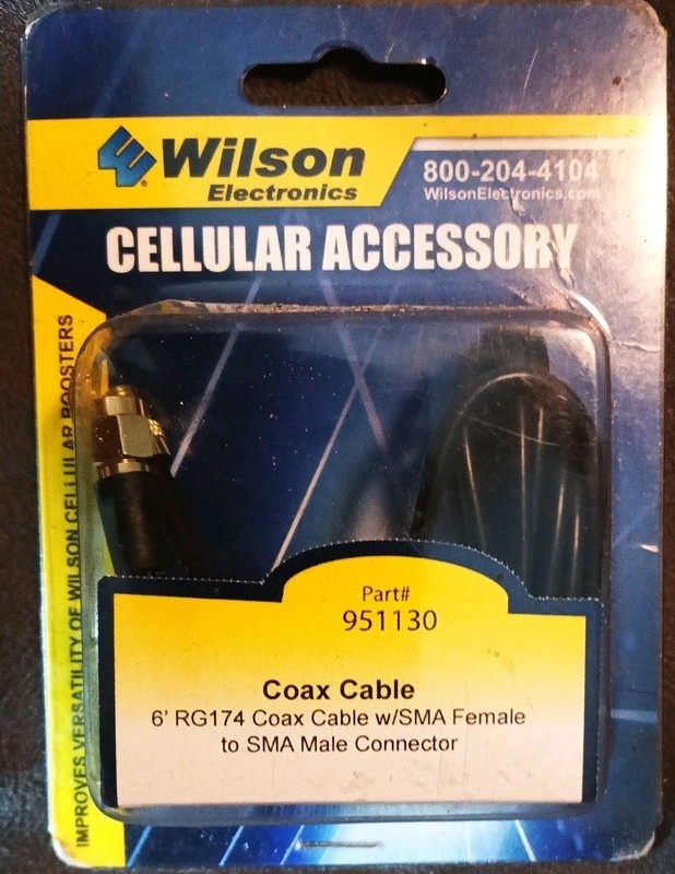 Wilson Electronics cellular accessory, specifically a 6-foot RG174 coaxial cable