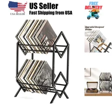 2-Tier-Vinyl-Record-Storage-Holder With Dividers, 200 LPs Albums Storage Rack...