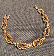 Vintage 7" goldfarbenes filigranes Gliederarmband Zopf Neu aus altem Lagerbestand Nr.