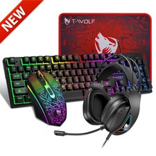 4IN1 RGB PC Gaming Keyboard Mouse Headset Set LED Gamer Bundle Mechanical Kits