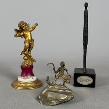 Lotto Statuine Soprammobili Argento Pirite Peltro Bronzetto Volterra Vintage