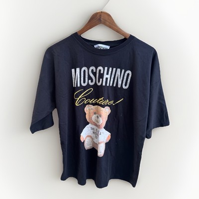 Moschino Couture Milano Teddy Bear T-Shirt Black This is Not A Moschino Toy USED