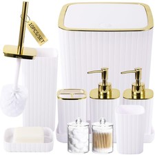 Bathroom Accessories Set - Gorgeous Bathroom Set, 10PC White Bathroom Accessory