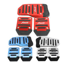 Set Aluminum Manual Car Pedal Covers Non Slip Universal Red Blue Silver