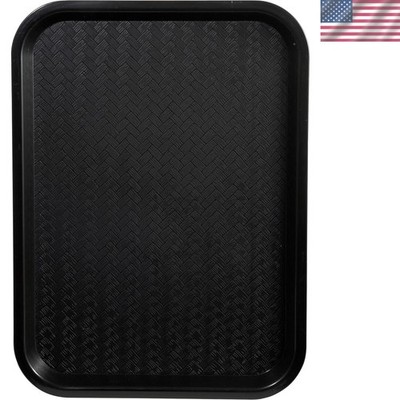 Durable 14x18 Black Fast Food Tray - Dishwasher Safe & Non-Skid Design