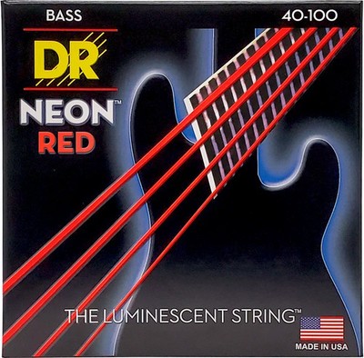 DR Strings NEON Electric Bass Guitar Strings - .040-.100 Light, Red