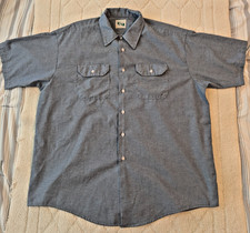 Vintage 70s 80s Key Chambray Work Shirt 3XL Big Tall Blue Cotton Blend 29x33 USA