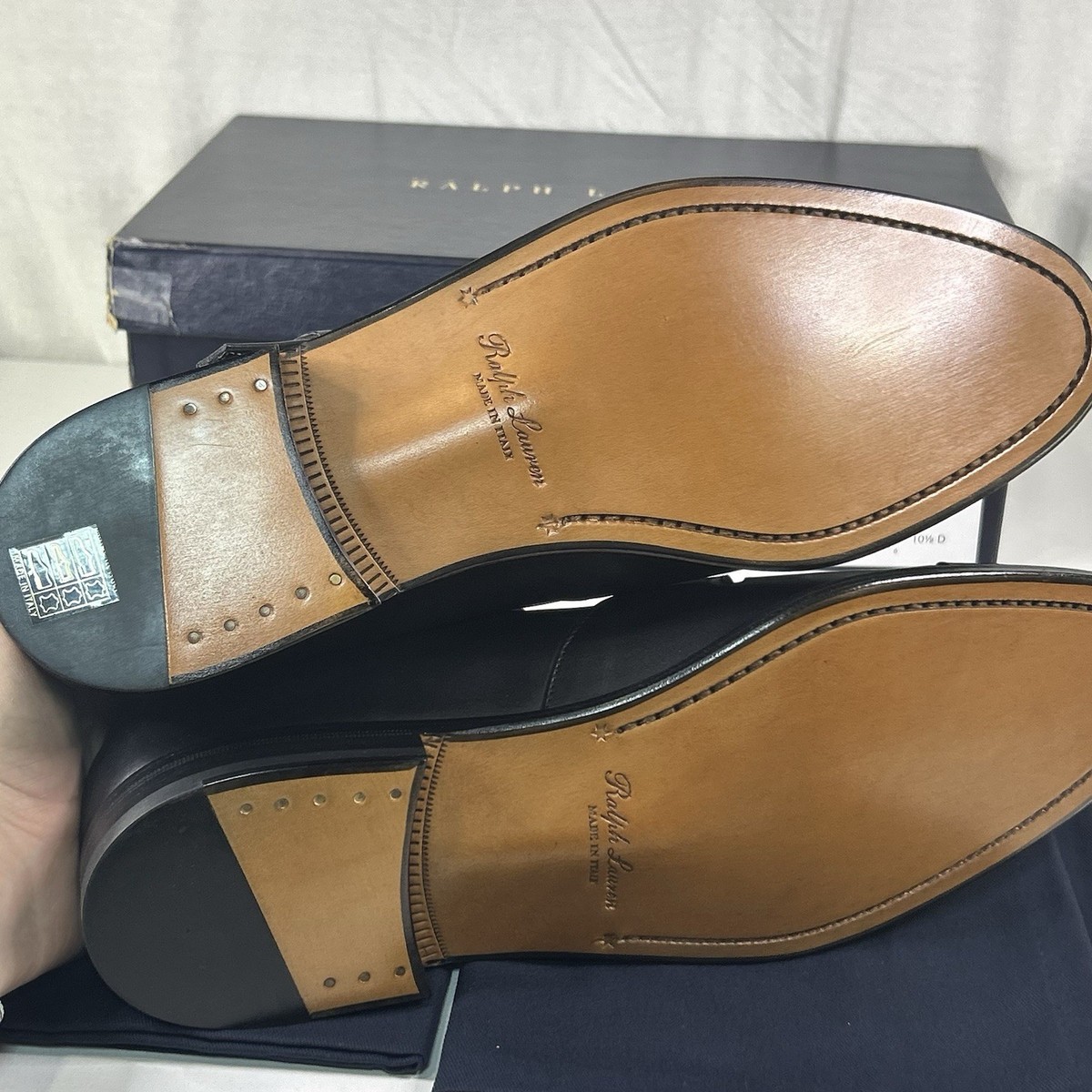 Ralph Lauren Purple Label Fisherman Burnished Sandal Black Calfskin Men sz 12 Ralph Lauren Purple Label Fisherman Burnished Sandal Black  main image 3