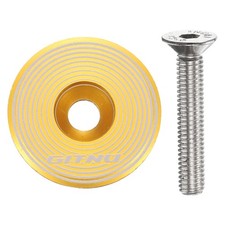 Headset Stem Top Cap 1-1/4 with M6 Bolt for Mountain Road Bicycle MTB, Gold