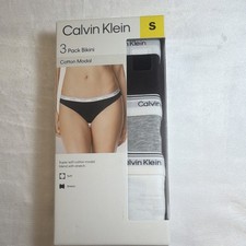 Calvin Klein 3 Pack Bikini Panties Cotton Modal Women  s S Black Grey White Soft