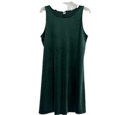 Old Navy Green Velvet Swing Dress Sleeveless Above Knee Stretch Size L