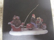 Santa Claus Harley-Davidson Motorcycle Sleigh Figurine With Gift Sack Red & Whit