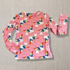 Hanna Andersson Rainbow Bird Sunblock Rash Guard Swim Top Pink 6-7 120