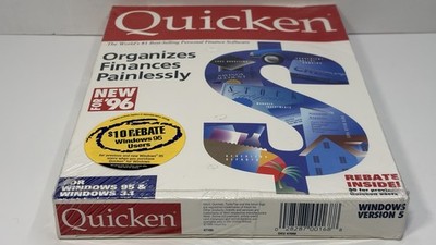 New Sealed Vintage Intuit Quicken For DOS 3.5  Floppy Discs Included -New For 95