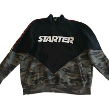 Starter Men's Sweatshirt Size XL Black Camo Fleece 1/4 Zip Pullover - Vintage