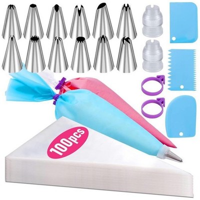 Piping Bags and Tips Set, 100Pcs 12 Inch Pastry Bags Icing Bags Disposable